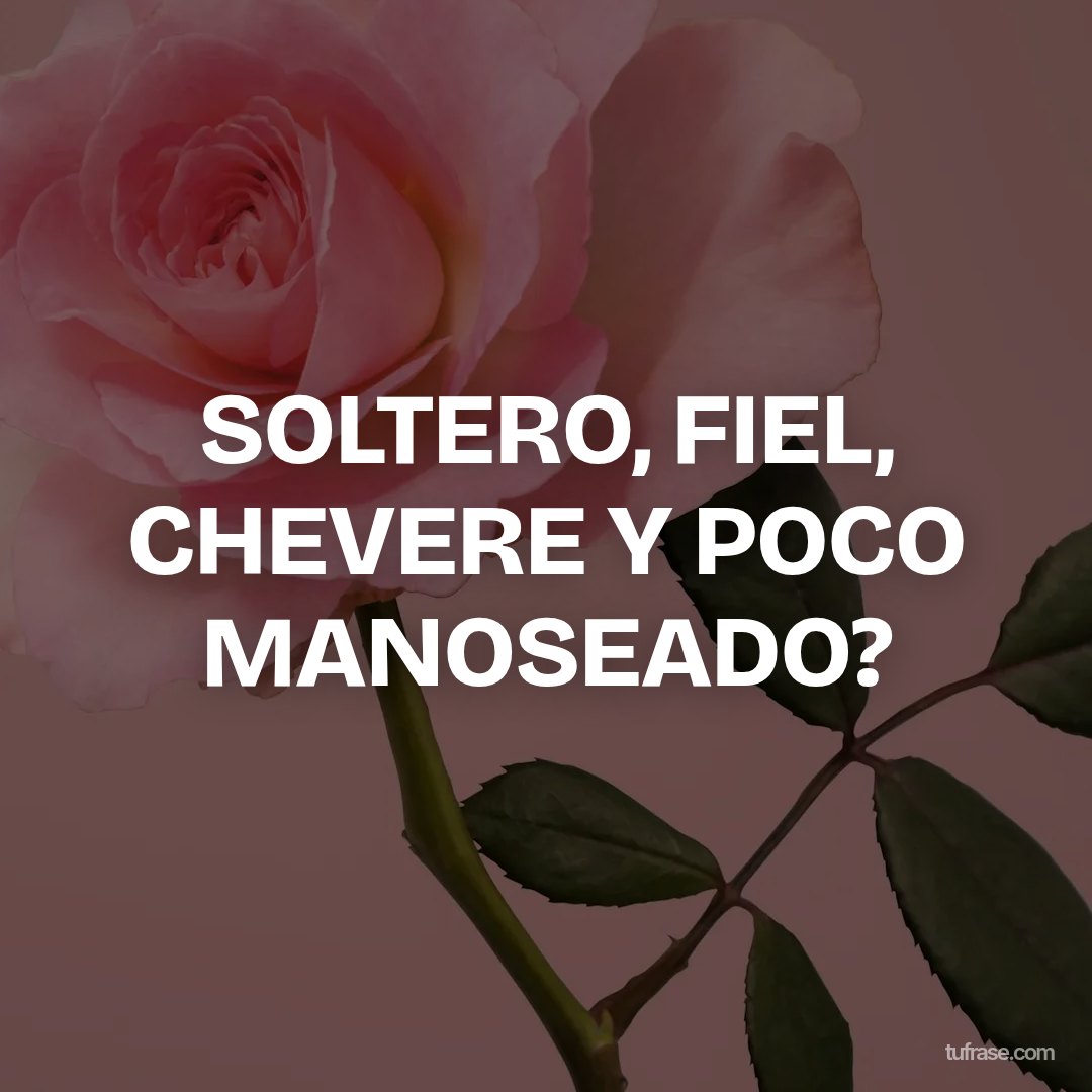 SOLTERO, FIEL, CHEVERE Y POCO MANOSEADO?