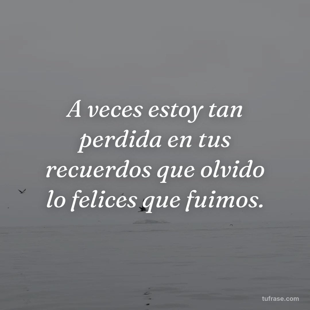 A veces estoy tan perdida en tus recuerdos que olvido lo felices que fuimos.