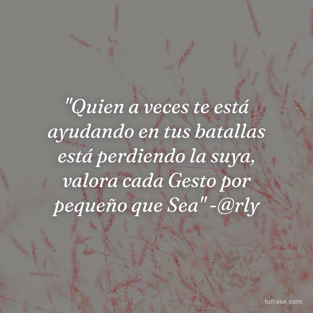 "Quien a veces te está ayudando en tus batallas está perdiendo la suya, valora cada Gesto por pequeño que Sea" -@rly