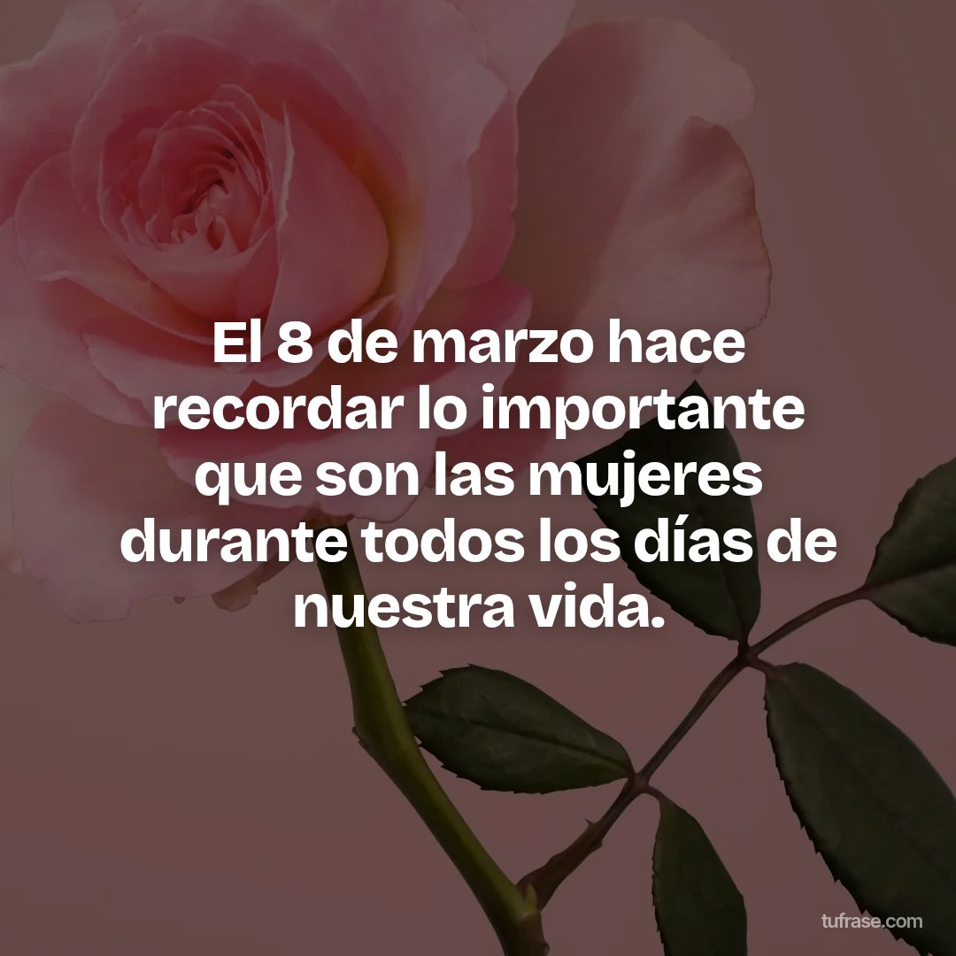 El 8 de marzo hace recordar lo importante que son las mujeres durante todos los días de nuestra vida.
