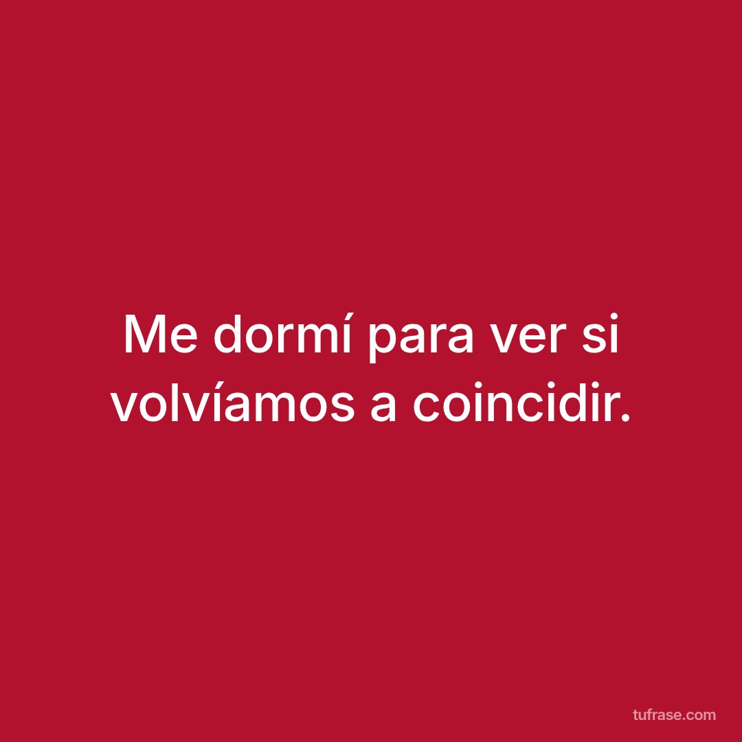 Me dormí para ver si volvíamos a coincidir.