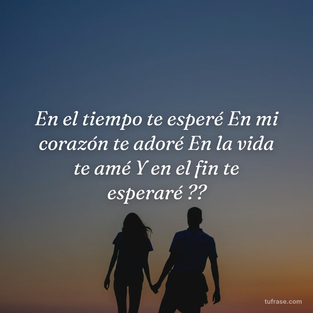 En el tiempo te esperé En mi corazón te adoré En la vida te amé Y en el fin te esperaré ??