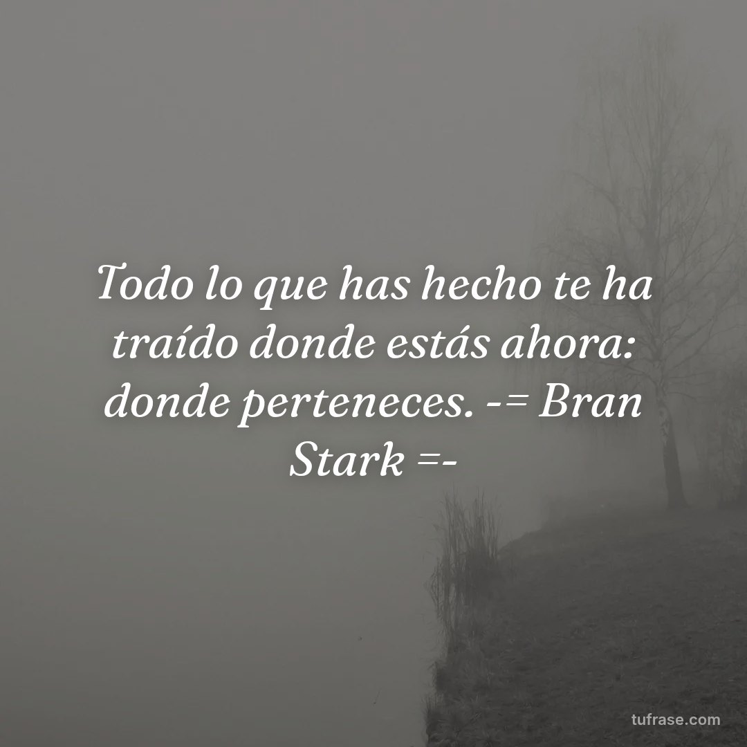 Todo lo que has hecho te ha traído donde estás ahora: donde perteneces. -= Bran Stark =-