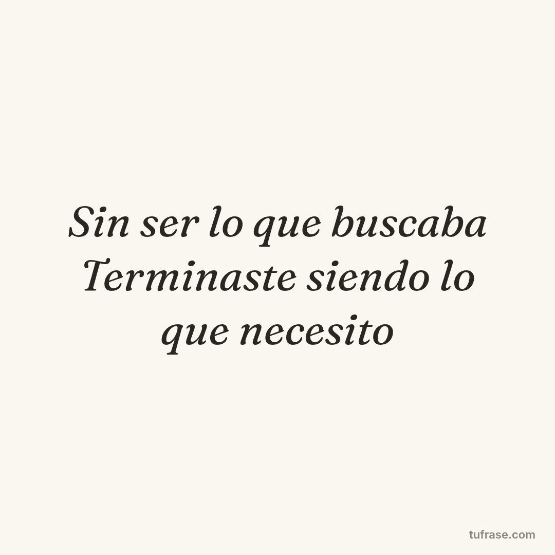 Sin ser lo que buscaba Terminaste siendo lo que necesito