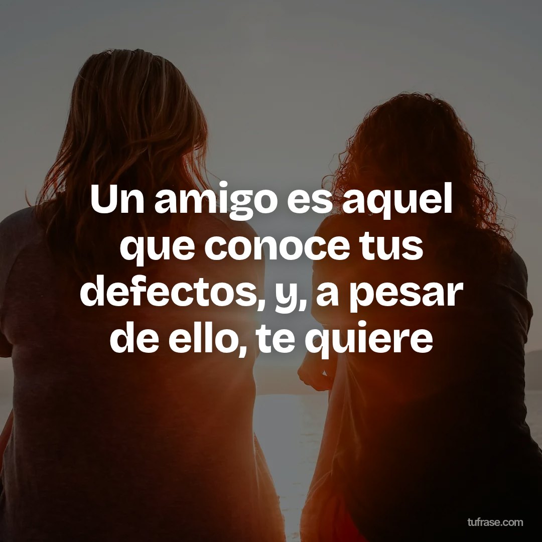 Un amigo es aquel que conoce tus defectos, y, a pesar de ello, te quiere