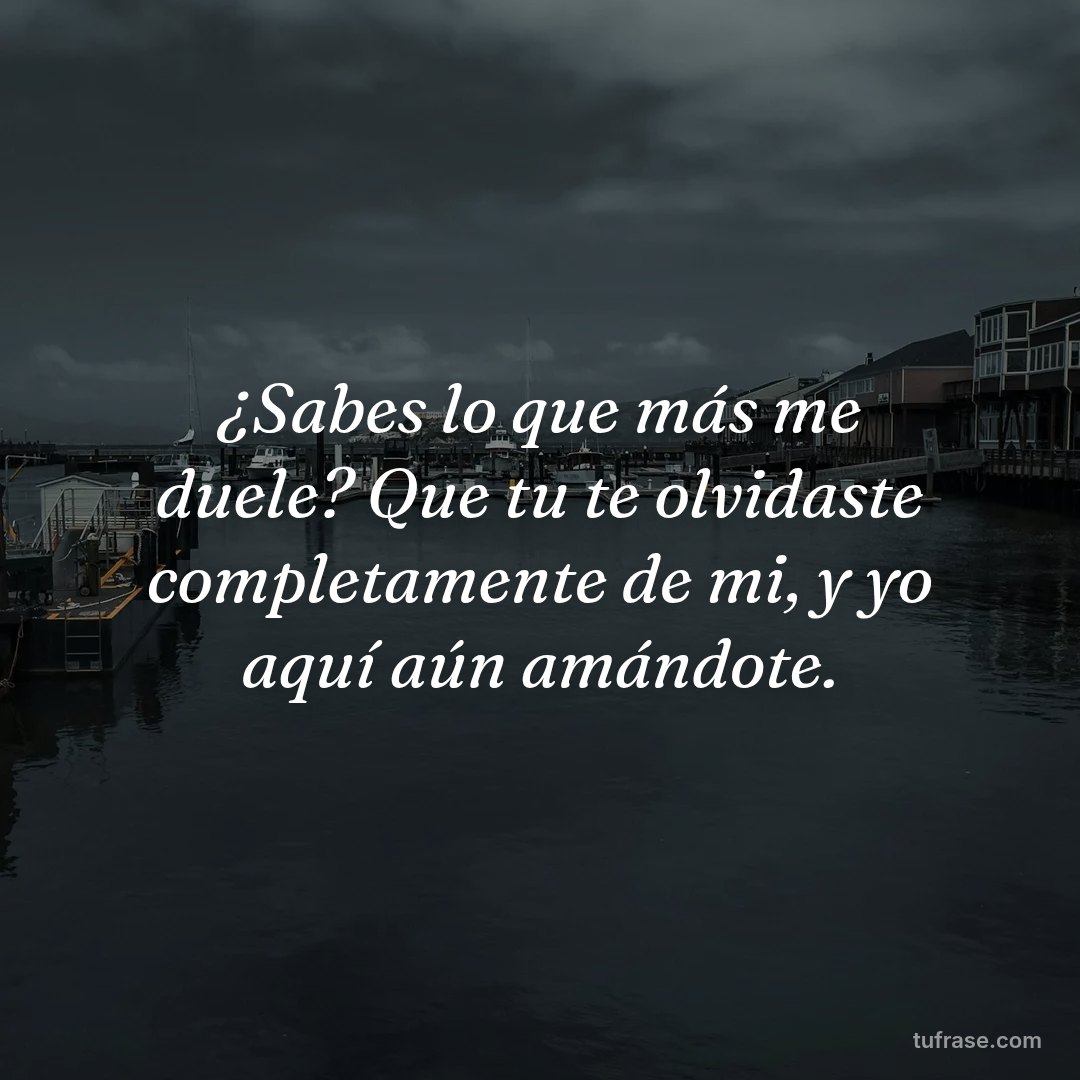 ¿Sabes lo que más me duele? Que tu te olvidaste completamente de mi, y yo aquí aún amándote.