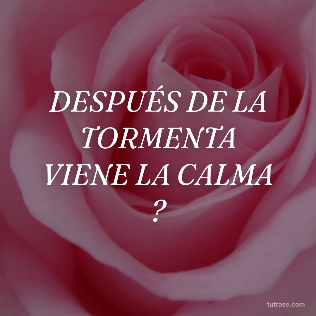 DESPUÉS DE LA TORMENTA VIENE LA CALMA ?