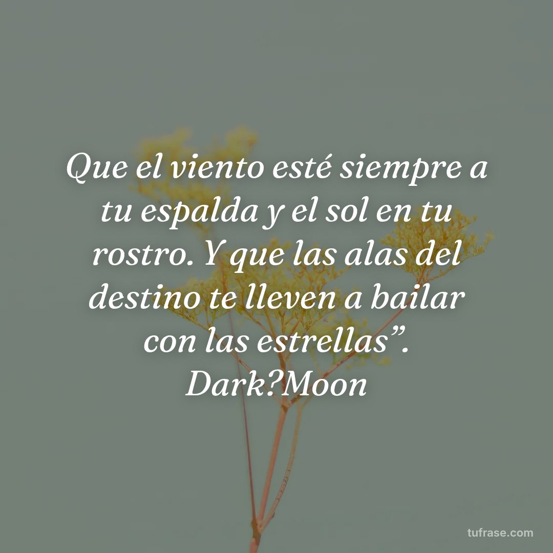 Que el viento esté siempre a tu espalda y el sol en tu rostro. Y que las alas del destino te lleven a bailar con las estrellas”. Dark?Moon