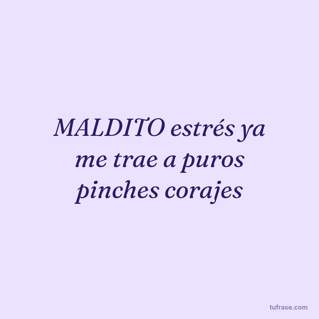 MALDITO estrés ya me trae a puros pinches corajes