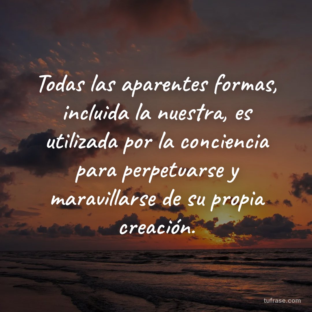 Todas las aparentes formas, incluida la nuestra, es utilizada por la conciencia para perpetuarse y maravillarse de su propia creación.
