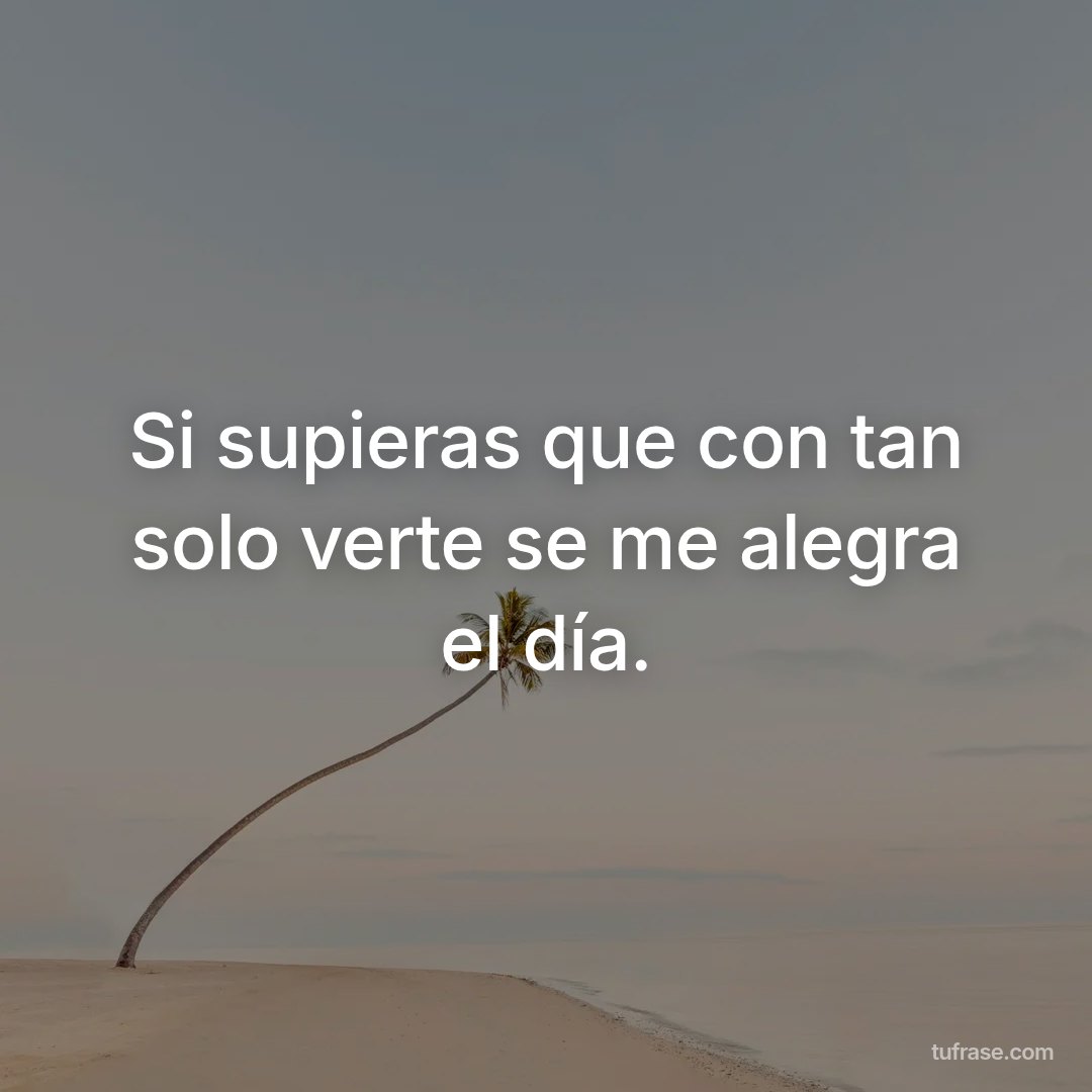Si supieras que con tan solo verte se me alegra el día.