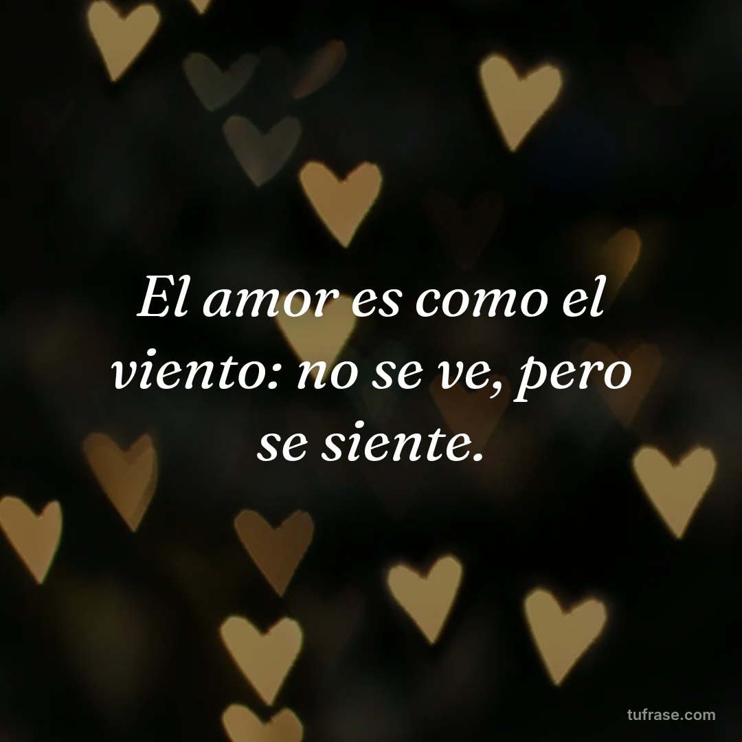 El amor es como el viento: no se ve, pero se siente.
