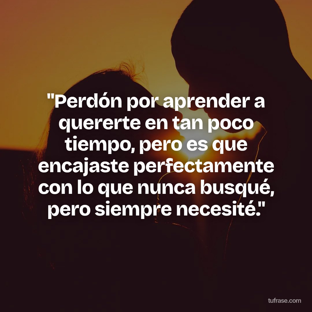 "Perdón por aprender a quererte en tan poco tiempo, pero es que encajaste perfectamente con lo que nunca busqué, pero siempre necesité."