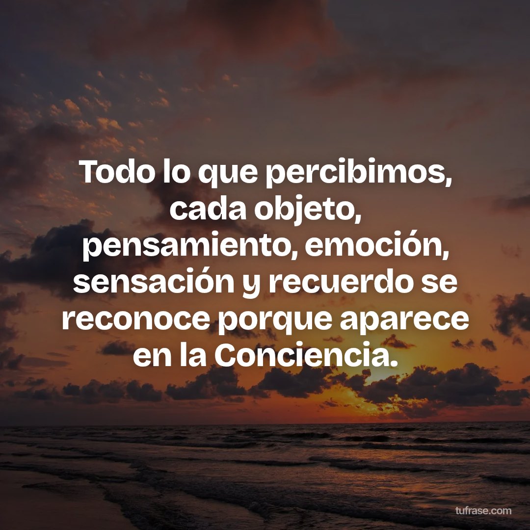 Todo lo que percibimos, cada objeto, pensamiento, emoción, sensación y recuerdo se reconoce porque aparece en la Conciencia.