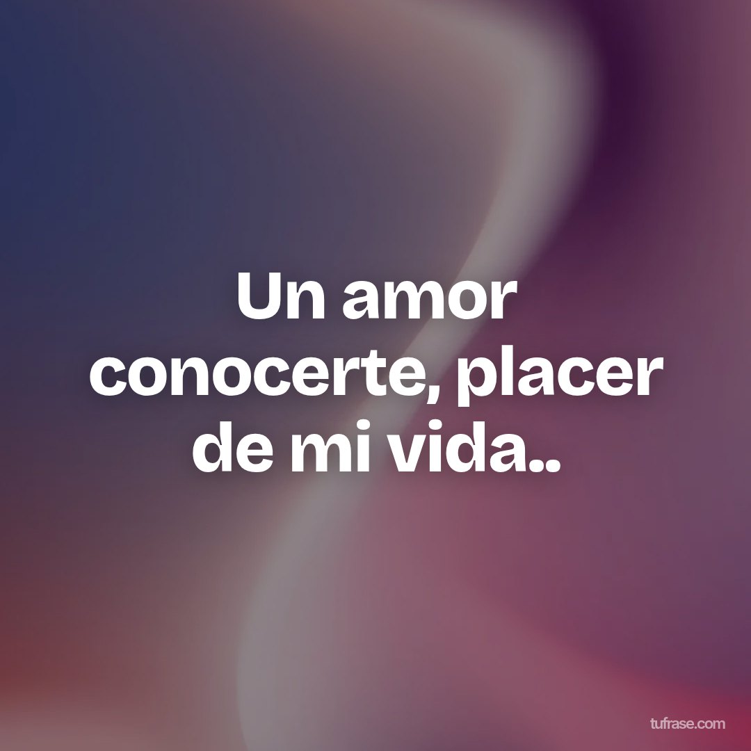 Un amor conocerte, placer de mi vida..
