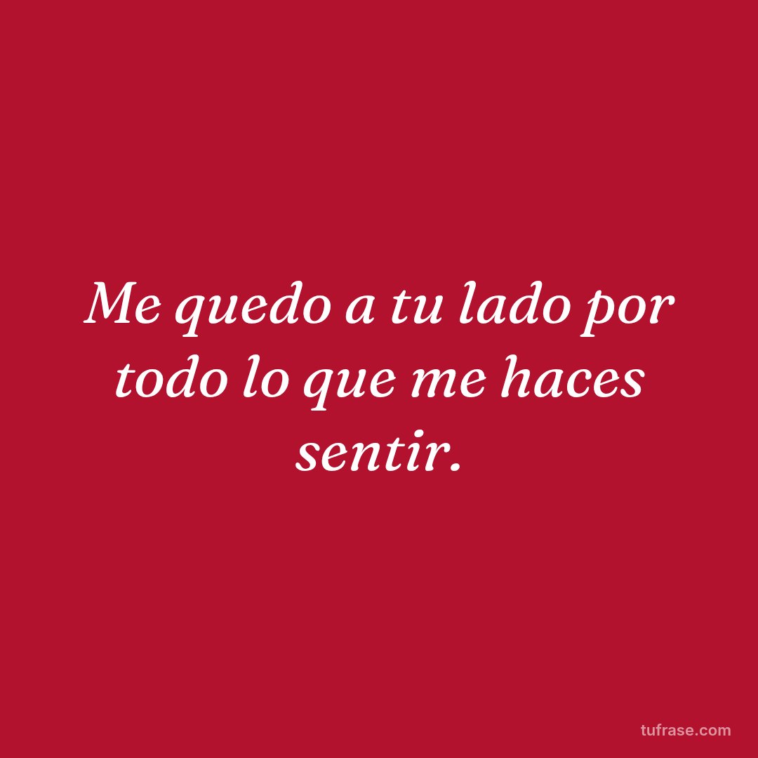 Me quedo a tu lado por todo lo que me haces sentir.