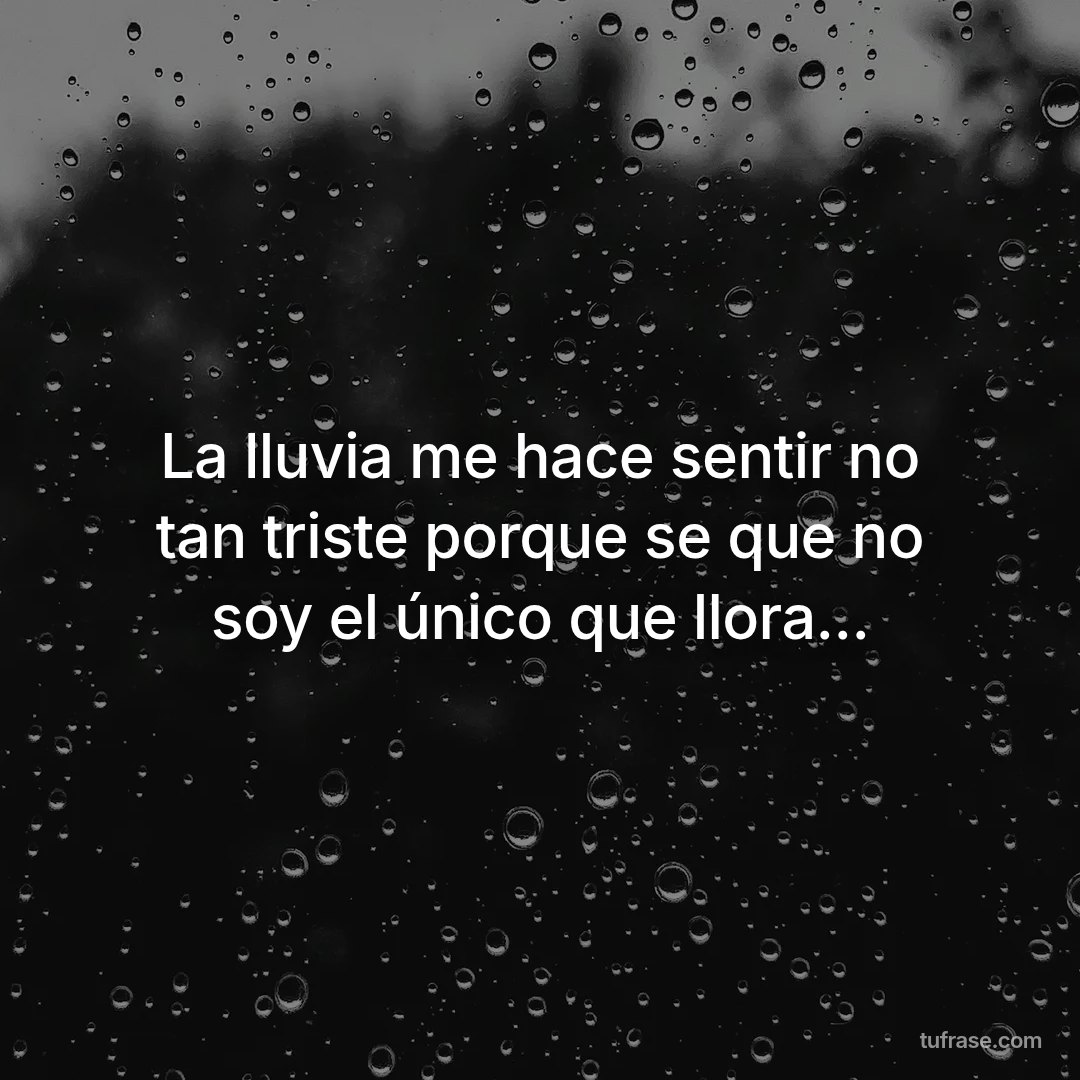 La lluvia me hace sentir no tan triste porque se que no soy el único que llora...