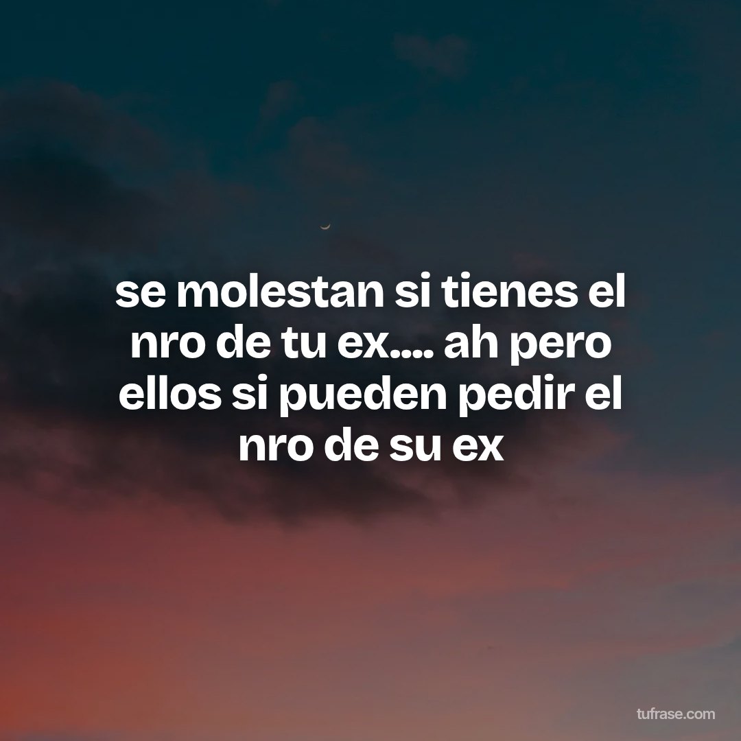 se molestan si tienes el nro de tu ex.... ah pero ellos si pueden pedir el nro de su ex