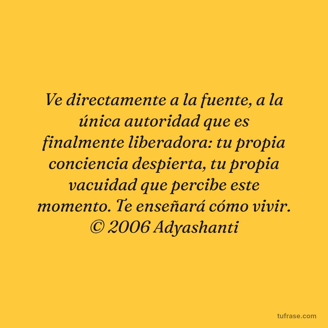 Ve directamente a la fuente, a la única autoridad que es finalmente liberadora: tu propia conciencia despierta, tu propia vacuidad que percibe este momento. Te enseñará cómo vivir. © 2006 Adyashanti