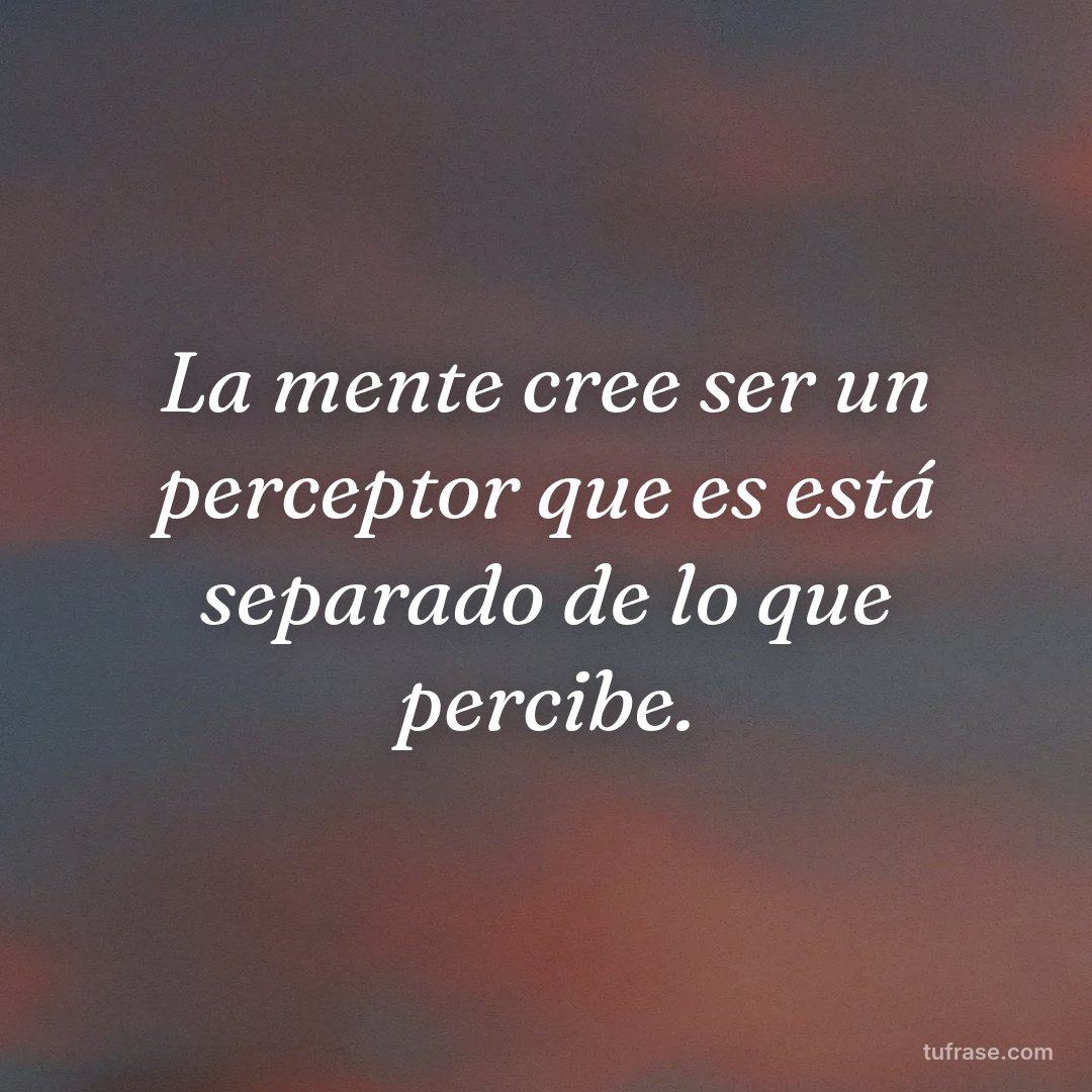 La mente cree ser un perceptor que es está separado de lo que percibe.