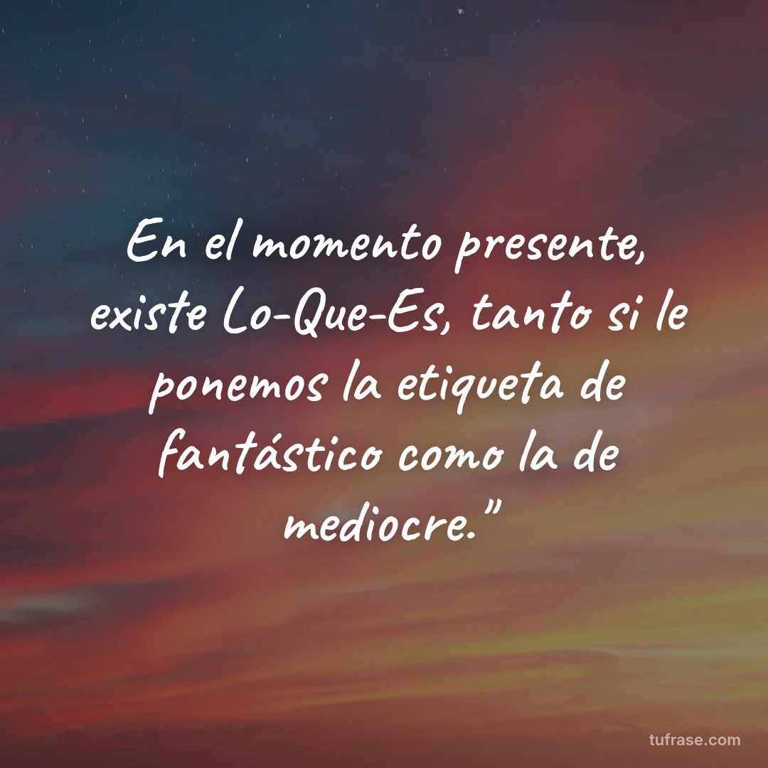 En el momento presente, existe Lo-Que-Es, tanto si le ponemos la etiqueta de fantástico como la de mediocre."
