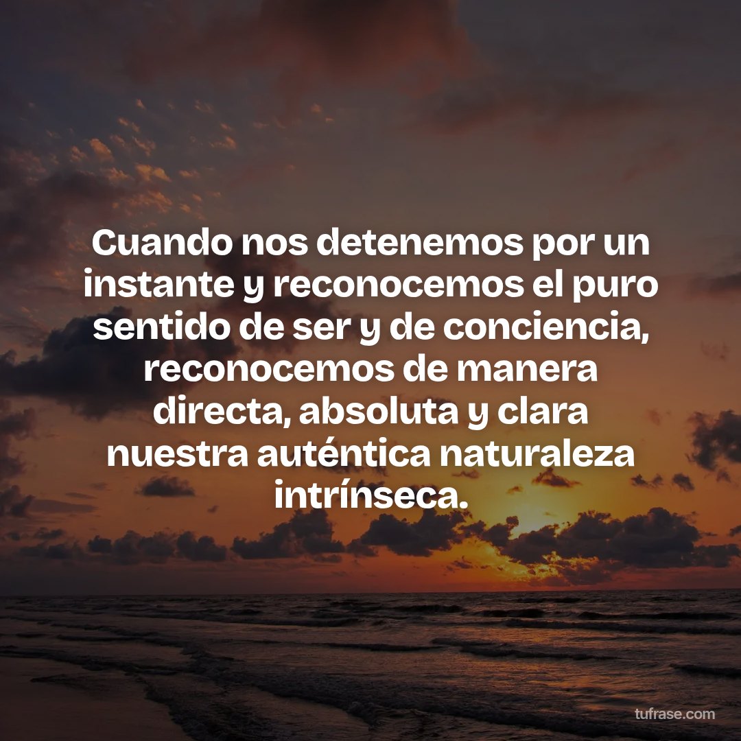 Cuando nos detenemos por un instante y reconocemos el puro sentido de ser y de conciencia, reconocemos de manera directa, absoluta y clara nuestra auténtica naturaleza intrínseca.