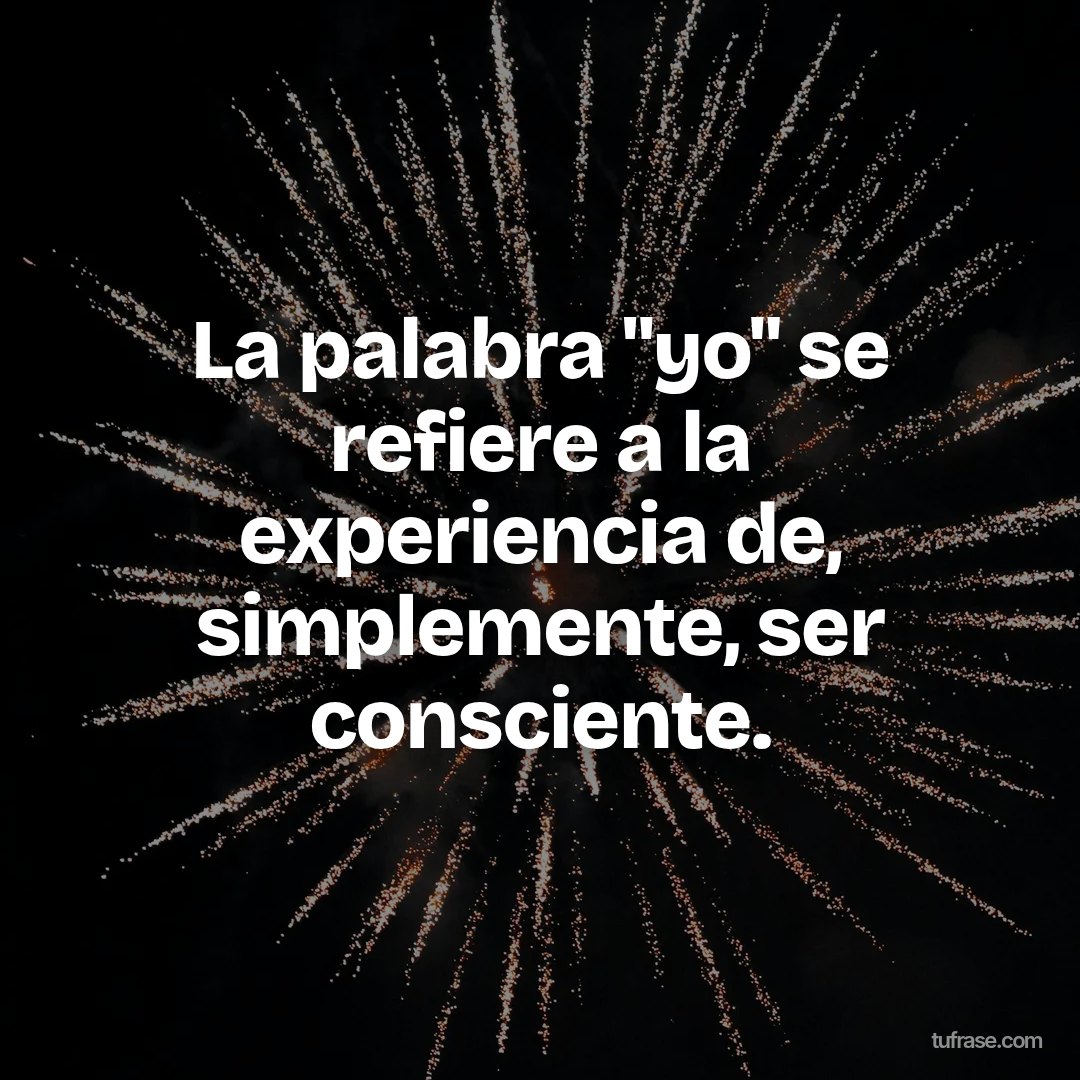 La palabra "yo" se refiere a la experiencia de, simplemente, ser consciente.
