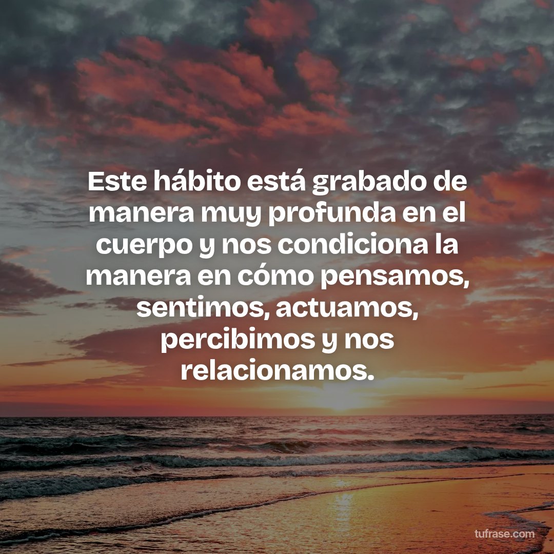 Este hábito está grabado de manera muy profunda en el cuerpo y nos condiciona la manera en cómo pensamos, sentimos, actuamos, percibimos y nos relacionamos.