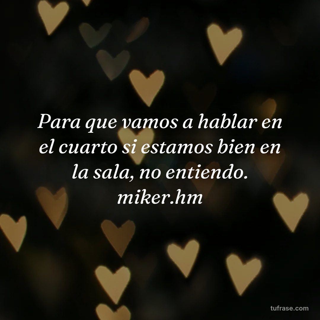 Para que vamos a hablar en el cuarto si estamos bien en la sala, no entiendo. miker.hm