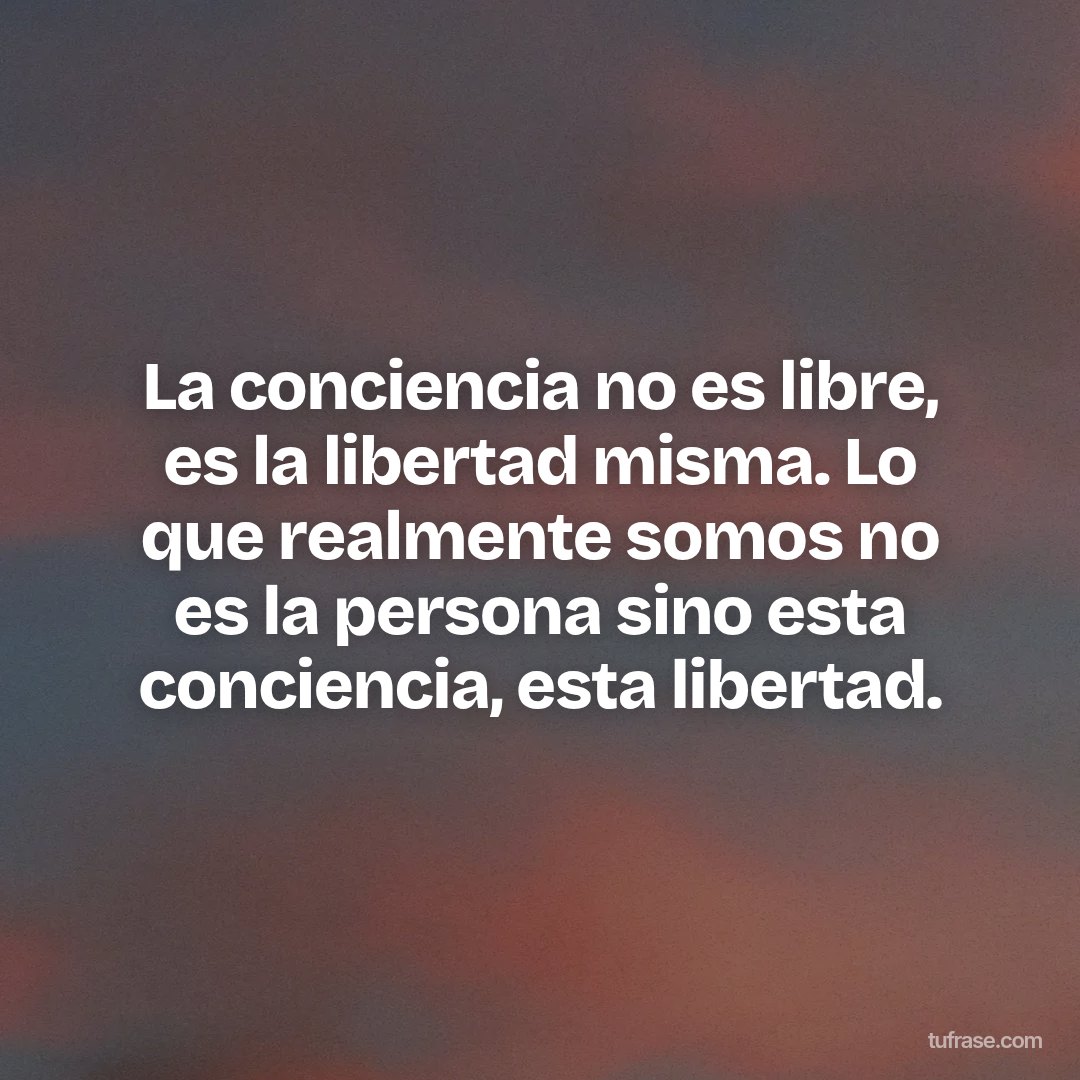 La conciencia no es libre, es la libertad misma. Lo que realmente somos no es la persona sino esta conciencia, esta libertad.