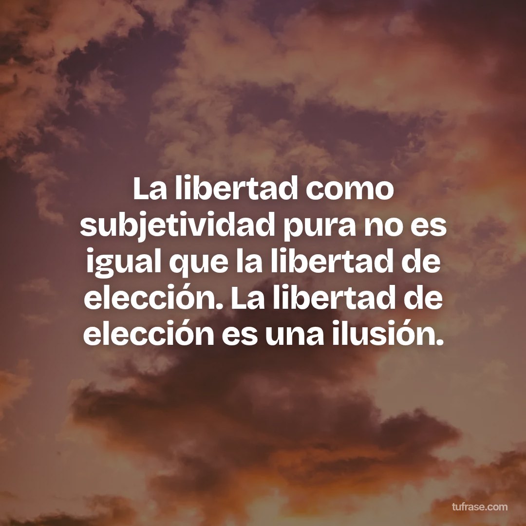 La libertad como subjetividad pura no es igual que la libertad de elección. La libertad de elección es una ilusión.