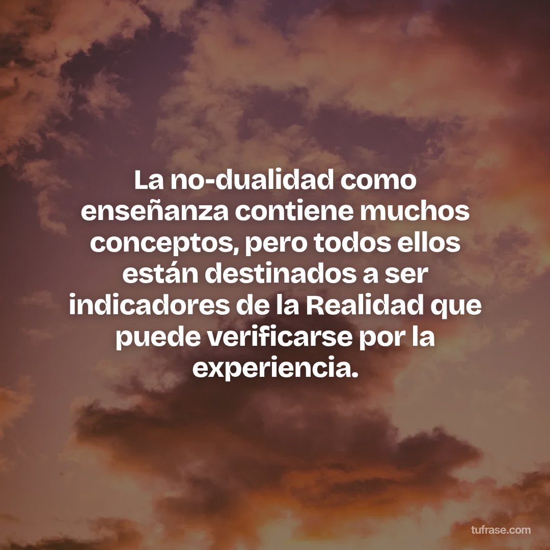 La no-dualidad como enseñanza contiene muchos conceptos, pero todos ellos están destinados a ser indicadores de la Realidad que puede verificarse por la experiencia.