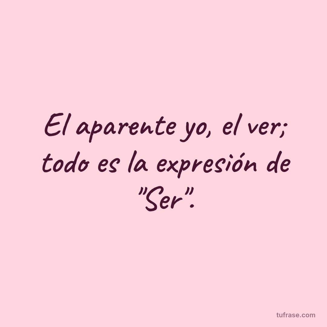 El aparente yo, el ver; todo es la expresión de "Ser".