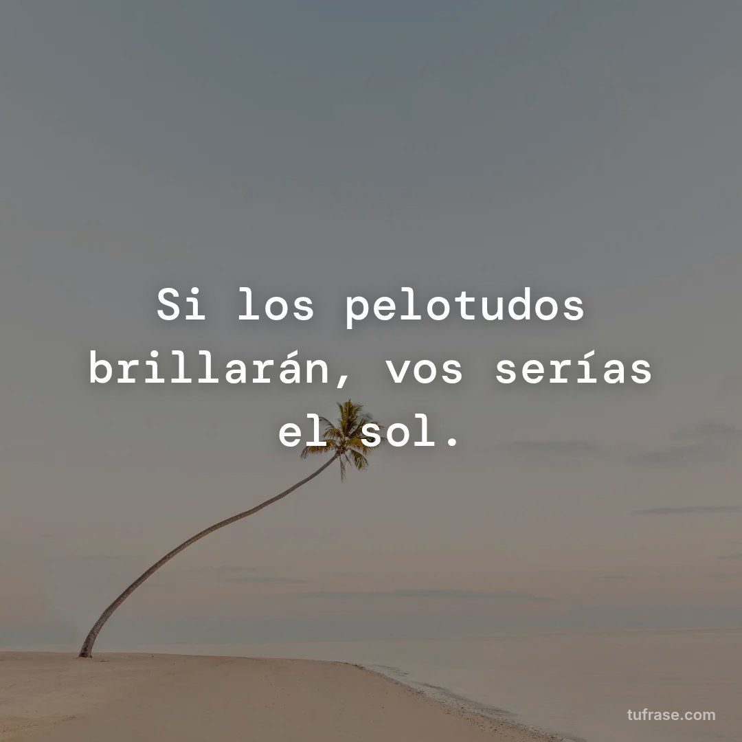 Si los pelotudos brillarán, vos serías el sol.