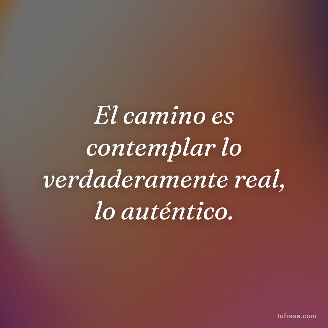 El camino es contemplar lo verdaderamente real, lo auténtico.