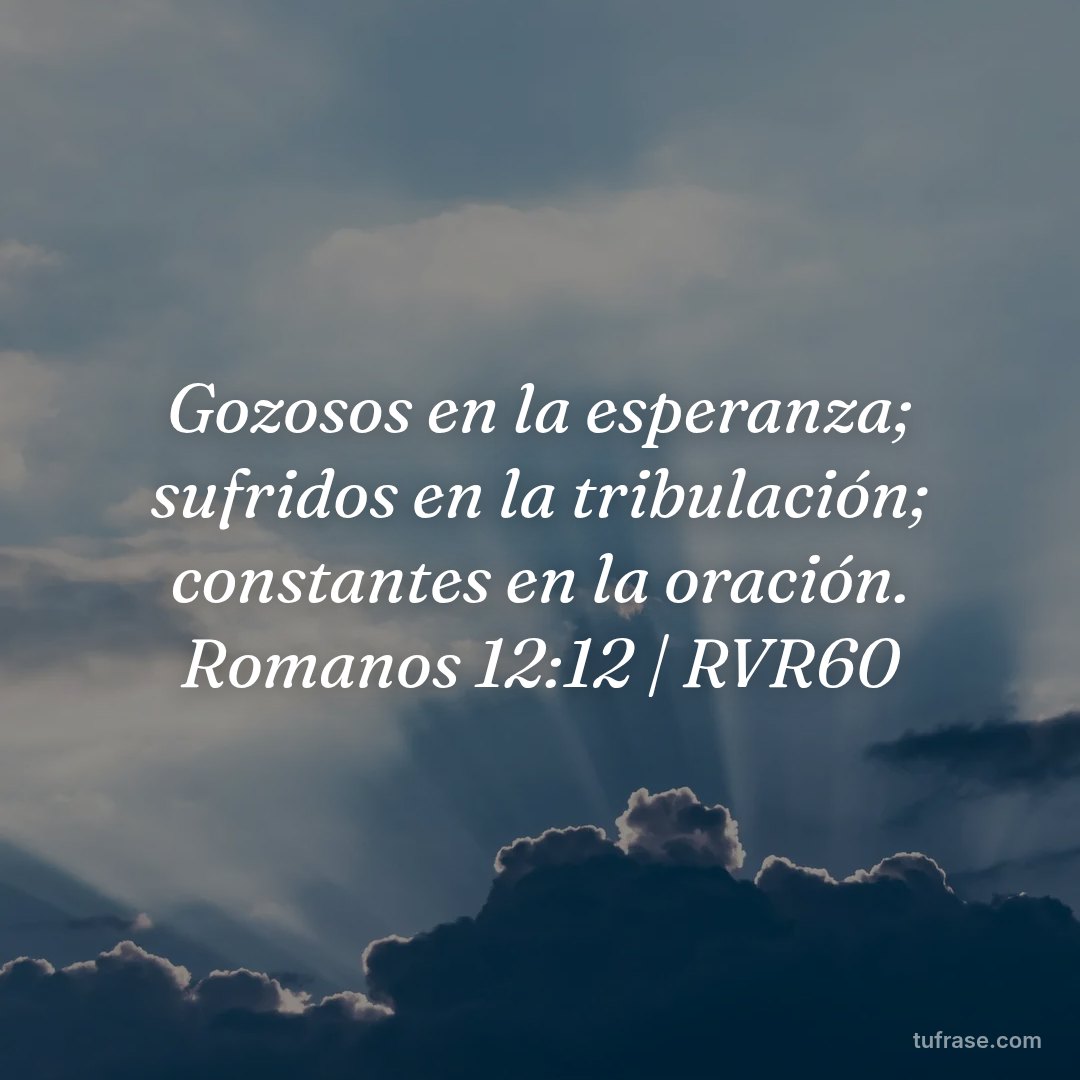 Gozosos en la esperanza; sufridos en la tribulación; constantes en la oración. Romanos 12:12 | RVR60