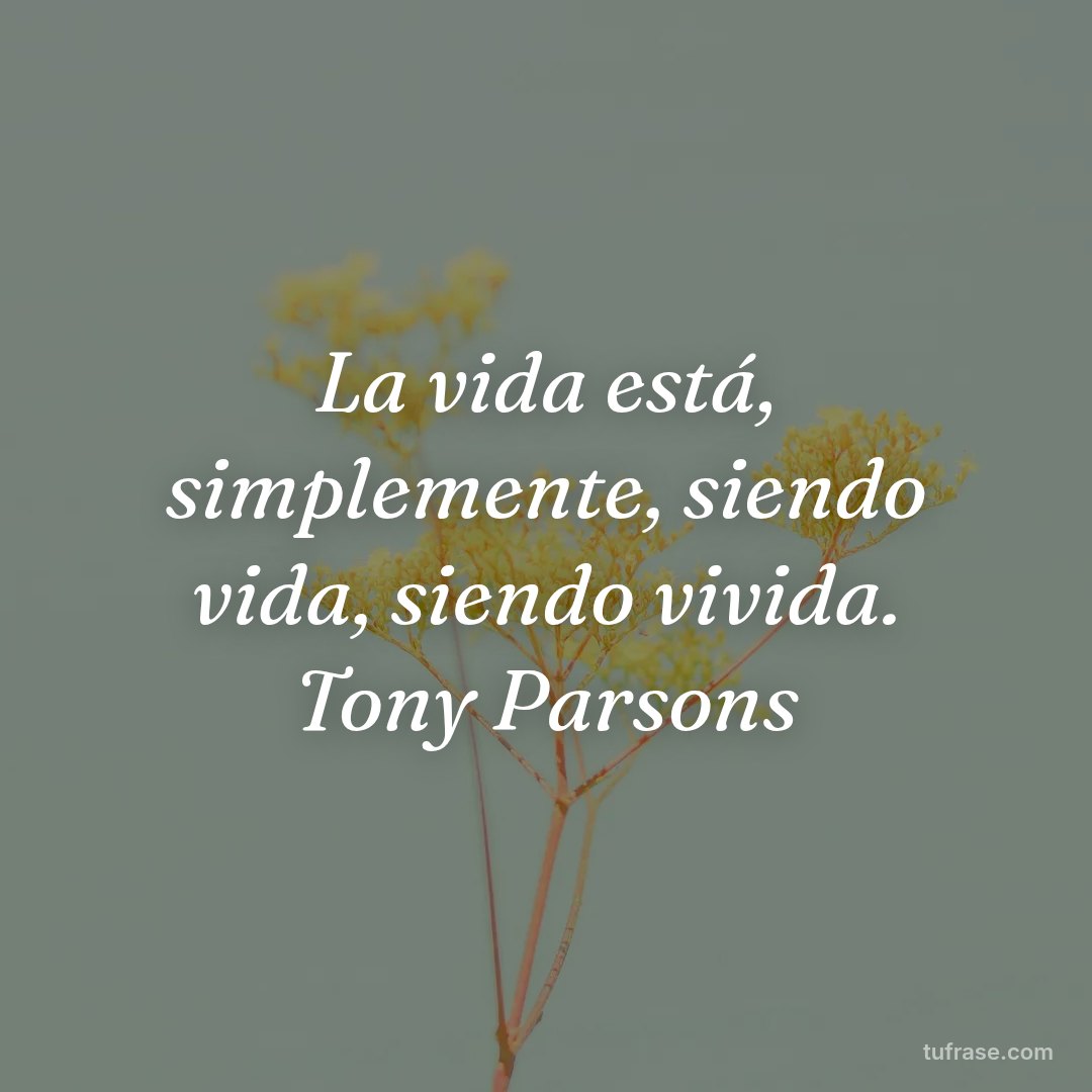 La vida está, simplemente, siendo vida, siendo vivida. Tony Parsons