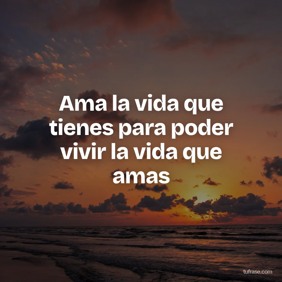 Ama la vida que tienes para poder vivir la vida que amas