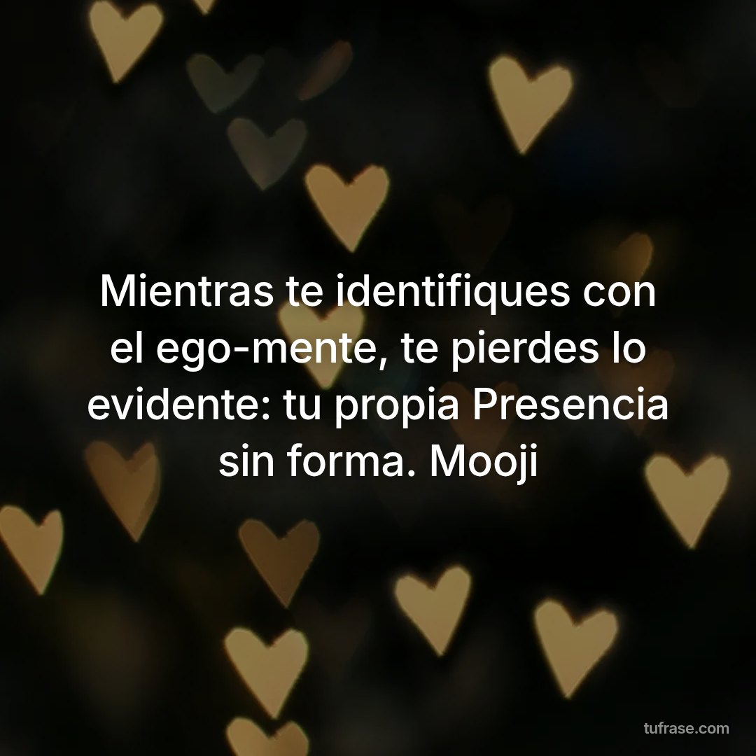 Mientras te identifiques con el ego-mente, te pierdes lo evidente: tu propia Presencia sin forma. Mooji