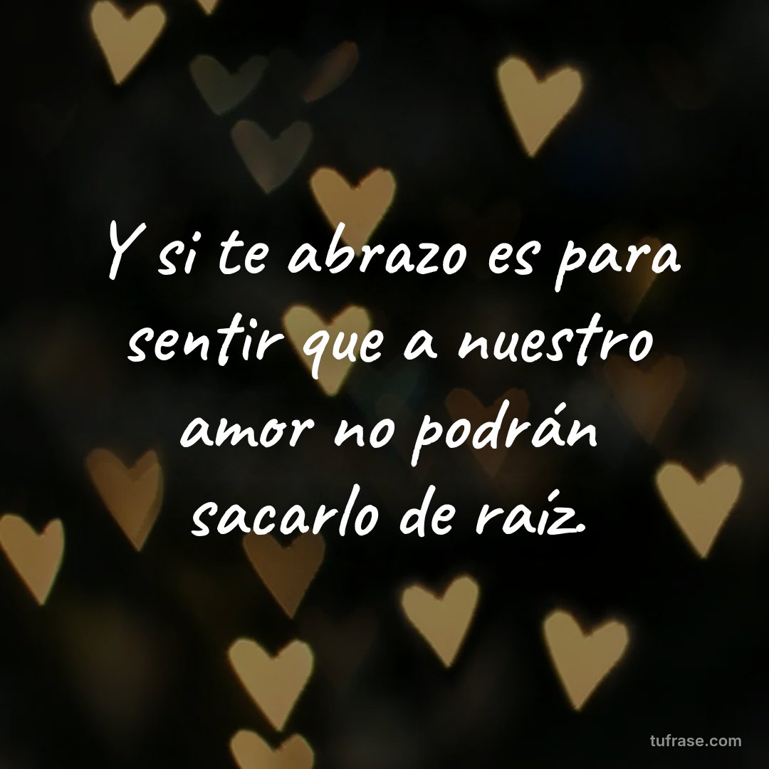 Y si te abrazo es para sentir que a nuestro amor no podrán sacarlo de raíz.