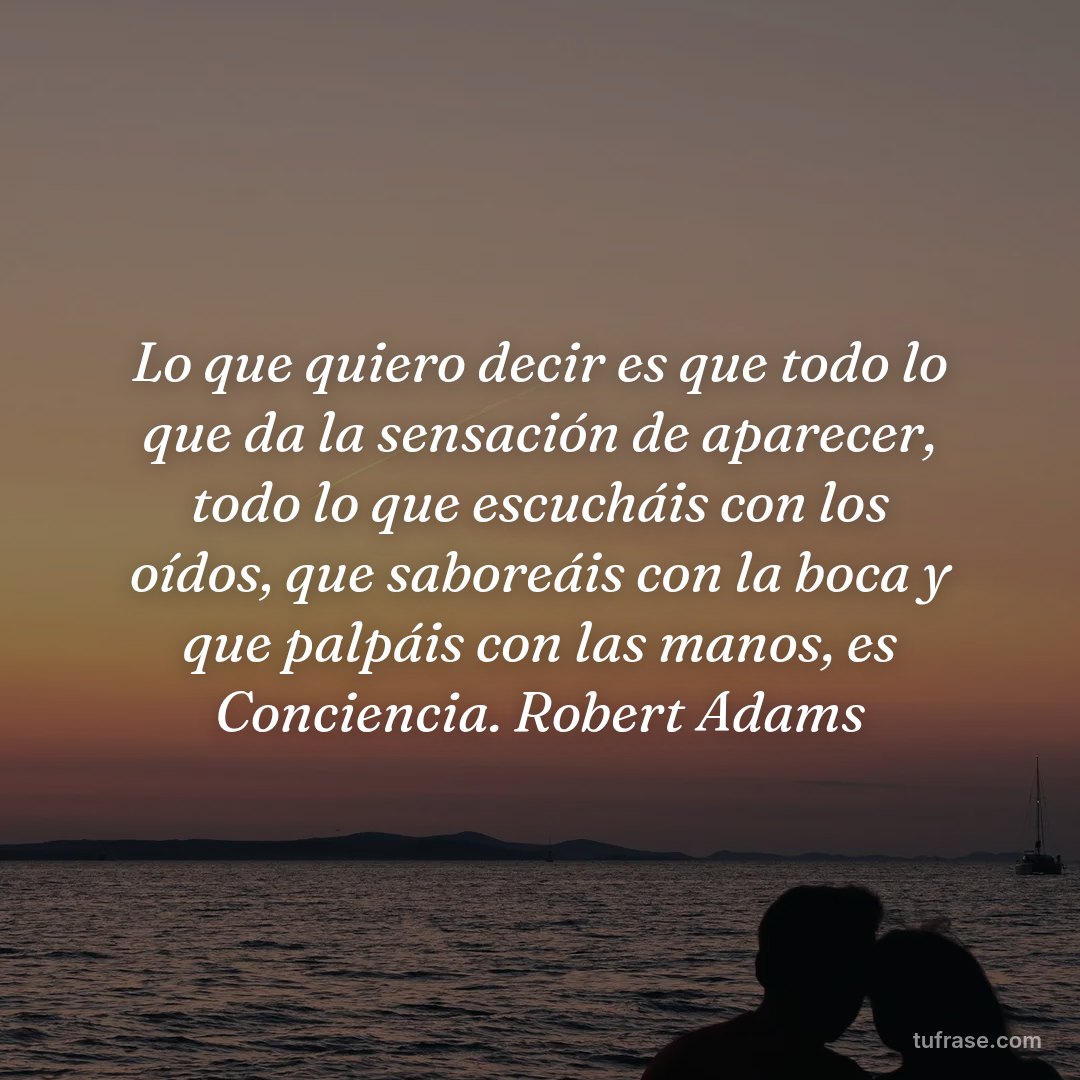 Lo que quiero decir es que todo lo que da la sensación de aparecer, todo lo que escucháis con los oídos, que saboreáis con la boca y que palpáis con las manos, es Conciencia. Robert Adams