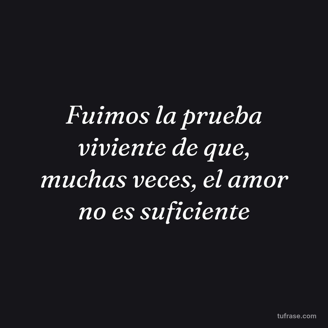 Fuimos la prueba viviente de que, muchas veces, el amor no es suficiente