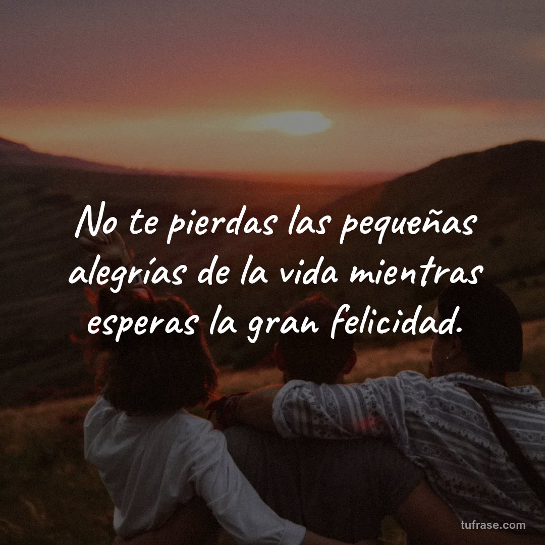No te pierdas las pequeñas alegrías de la vida mientras esperas la gran felicidad.