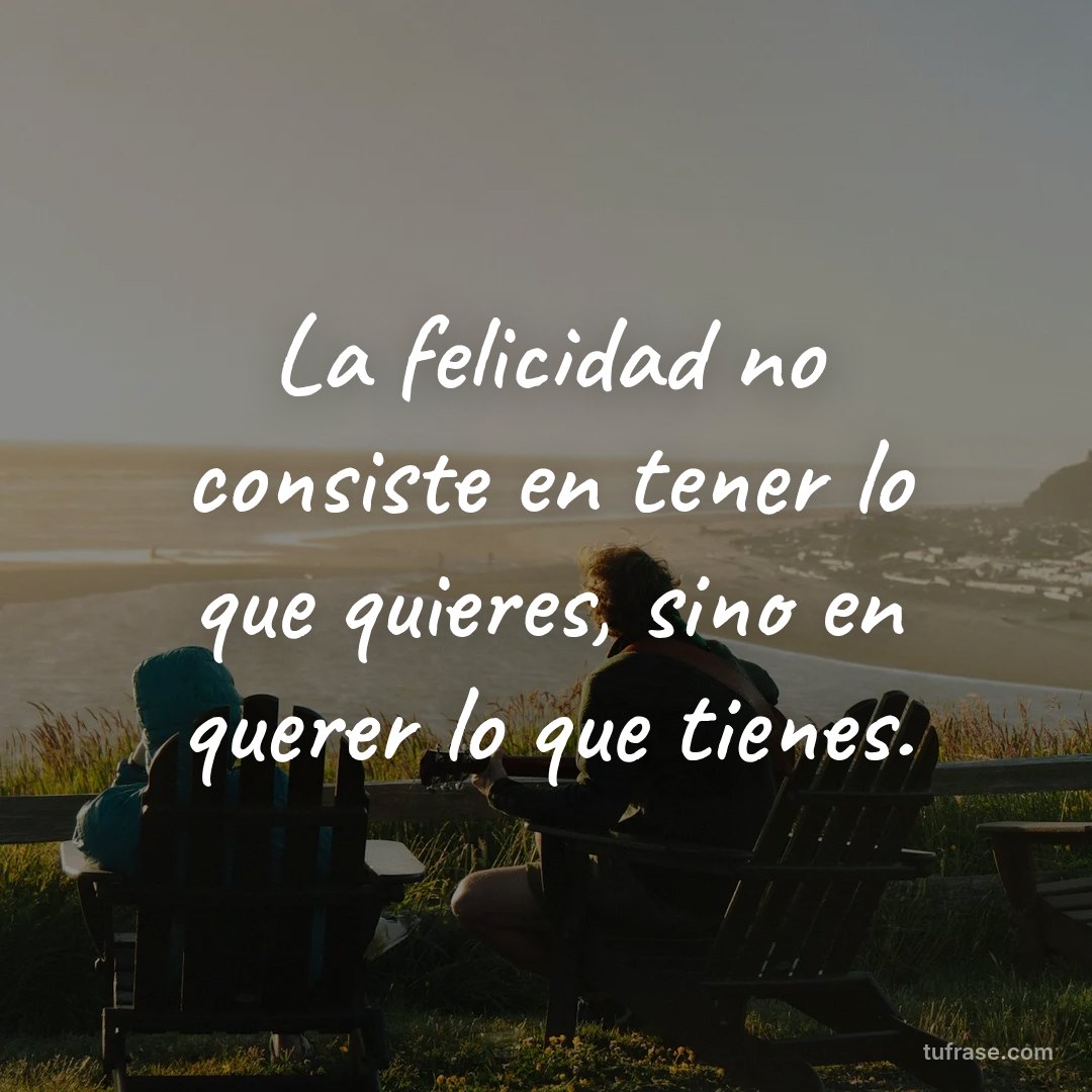 La felicidad no consiste en tener lo que quieres, sino en querer lo que tienes.