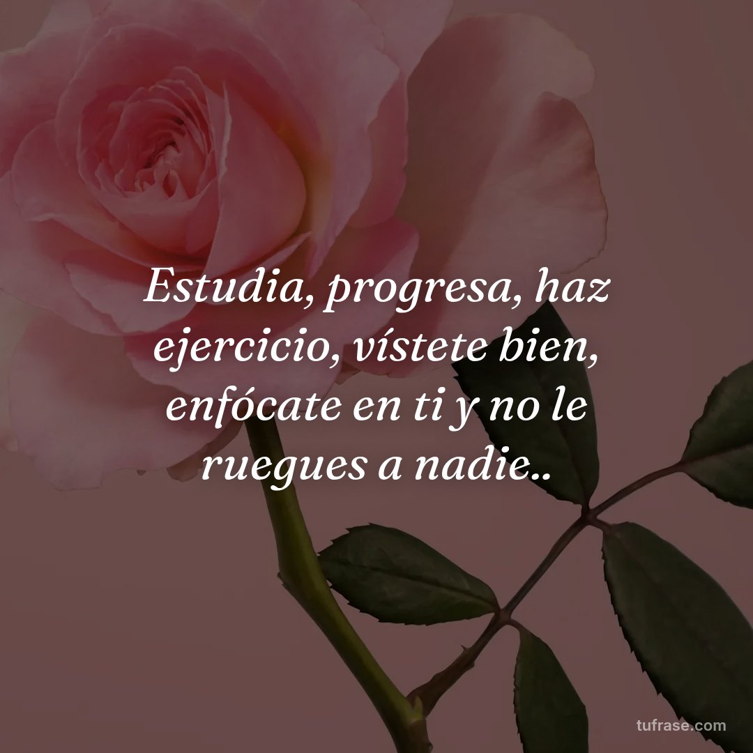 Estudia, progresa, haz ejercicio, vístete bien, enfócate en ti y no le ruegues a nadie..