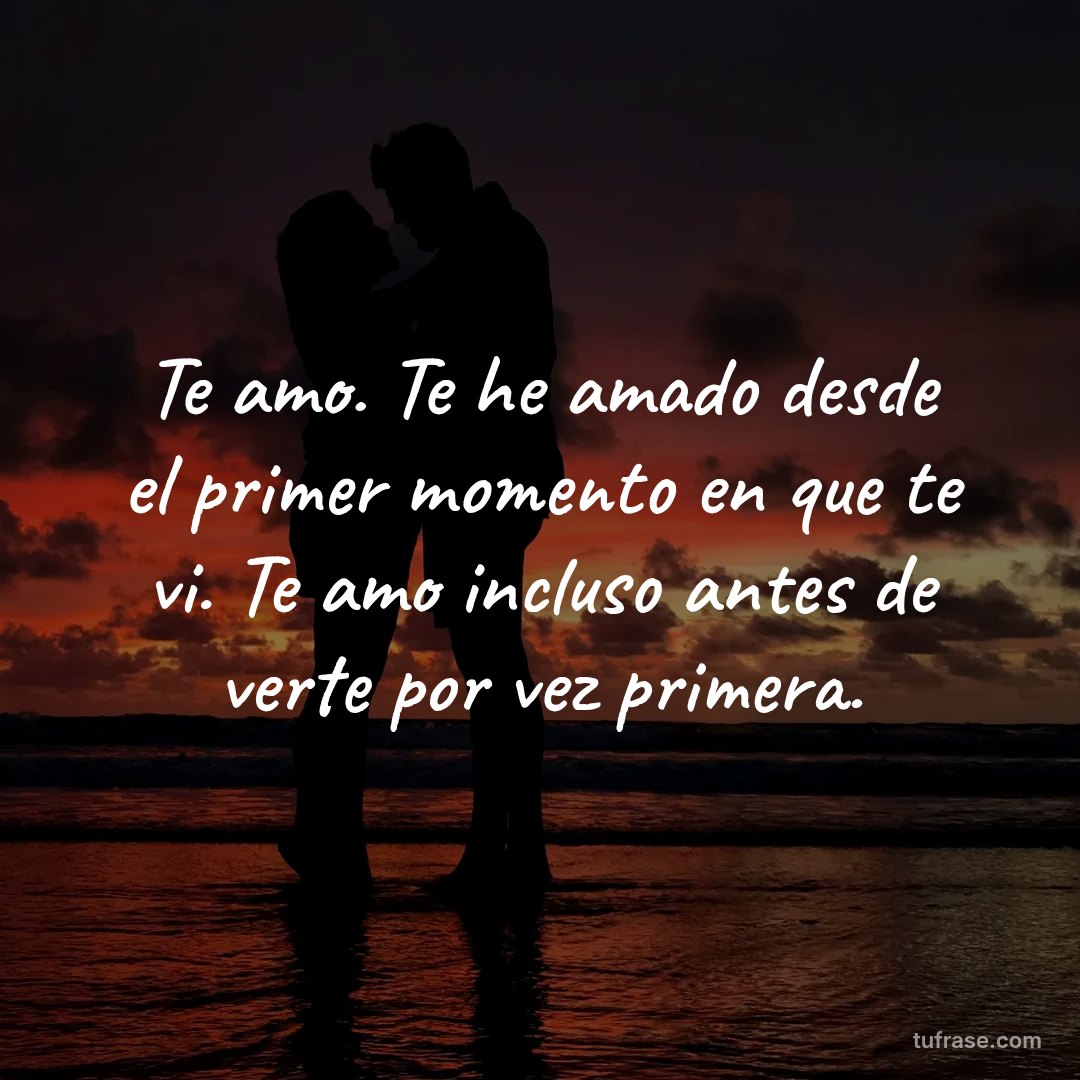 Te amo. Te he amado desde el primer momento en que te vi. Te amo incluso antes de verte por vez primera.