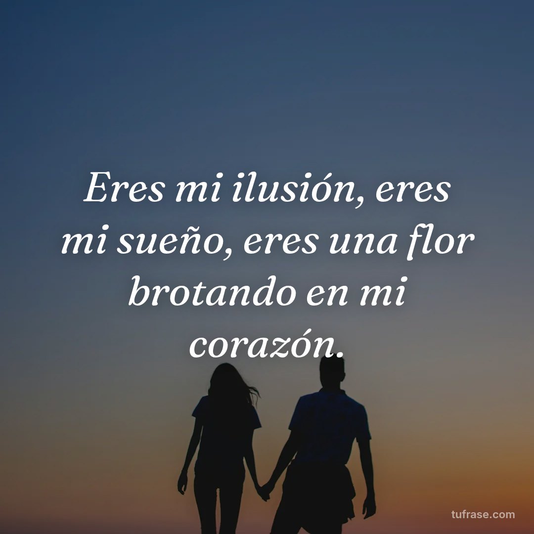 Eres mi ilusión, eres mi sueño, eres una flor brotando en mi corazón.