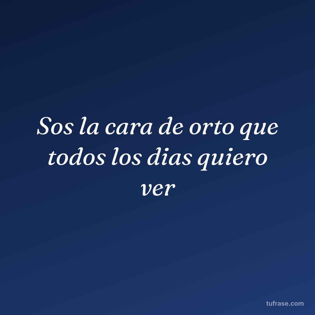 Sos la cara de orto que todos los dias quiero ver