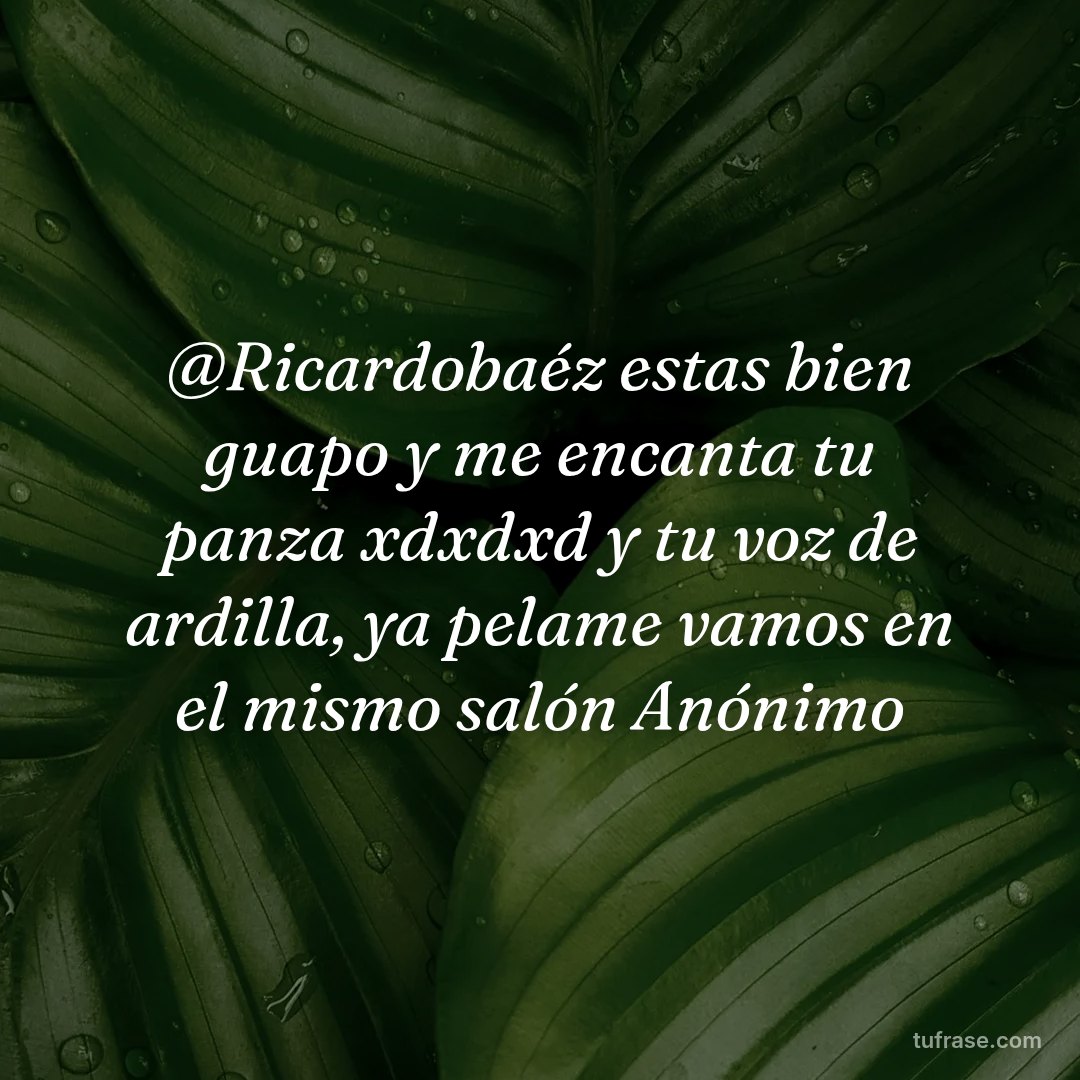 @Ricardobaéz estas bien guapo y me encanta tu panza xdxdxd y tu voz de ardilla, ya pelame vamos en el mismo salón Anónimo