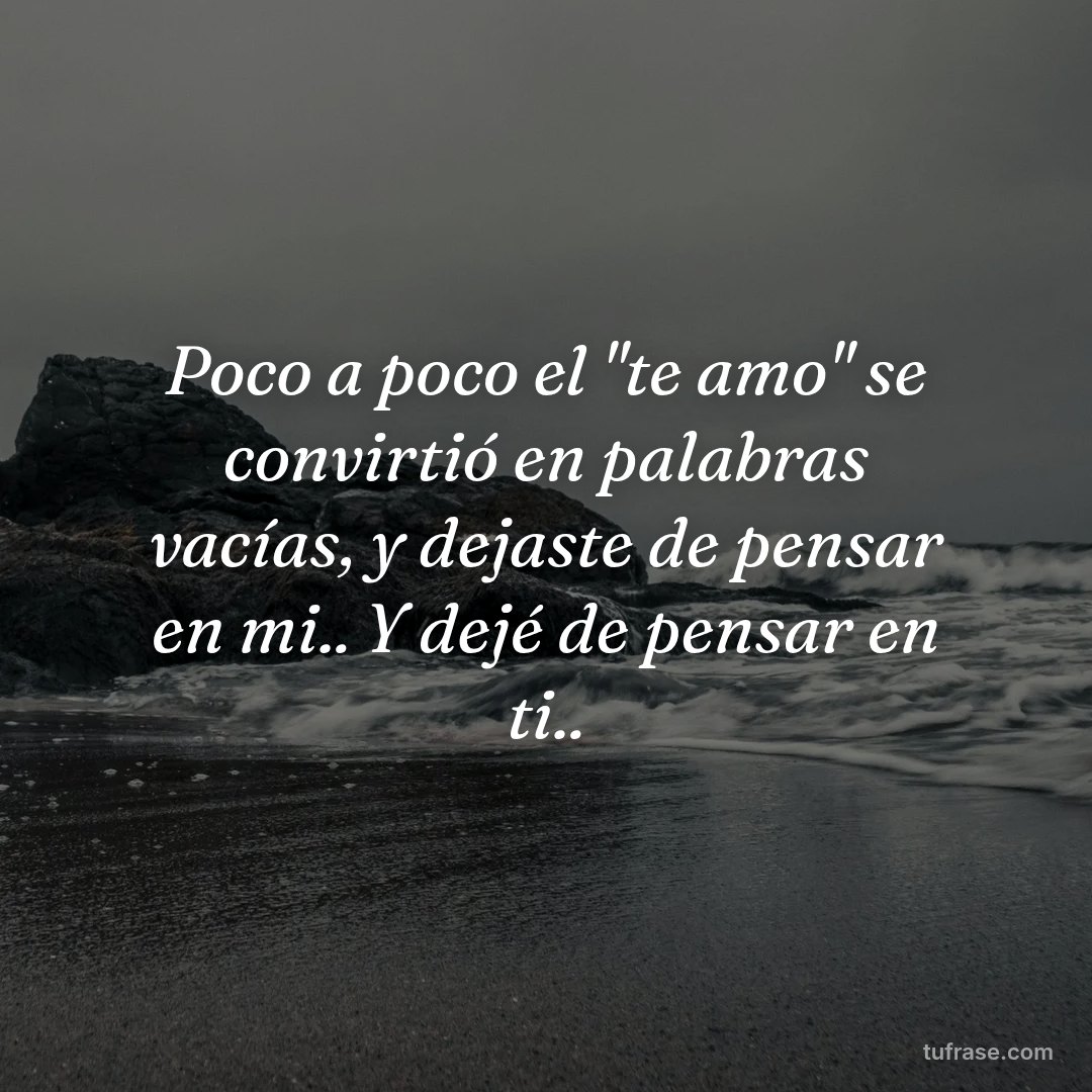 Poco a poco el "te amo" se convirtió en palabras vacías, y dejaste de pensar en mi.. Y dejé de pensar en ti..